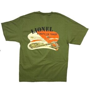 Earth Collection Lionel Trains T-Shirt  Sz L Short Sleeve Green w Graphics